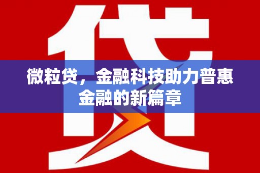 嘉模堂区微粒贷，金融科技助力普惠金融的新篇章