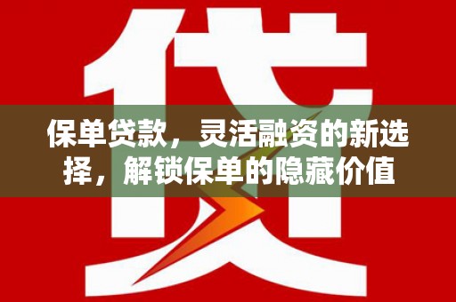 嘉模堂区保单贷款，灵活融资的新选择，解锁保单的隐藏价值