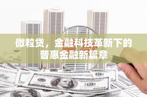 嘉模堂区微粒贷，金融科技革新下的普惠金融新篇章