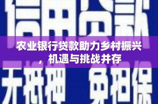 嘉模堂区农业银行贷款助力乡村振兴，机遇与挑战并存