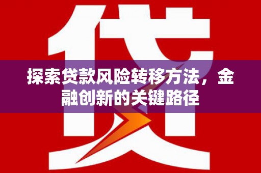 嘉模堂区探索贷款风险转移方法，金融创新的关键路径