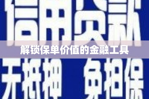 嘉模堂区解锁保单价值的金融工具